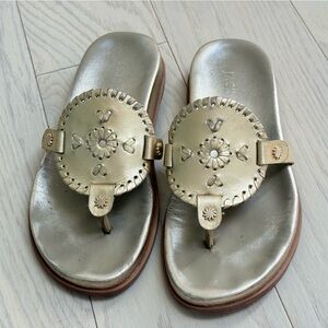 Jack Rogers Gold Embellished Sandals Size 6